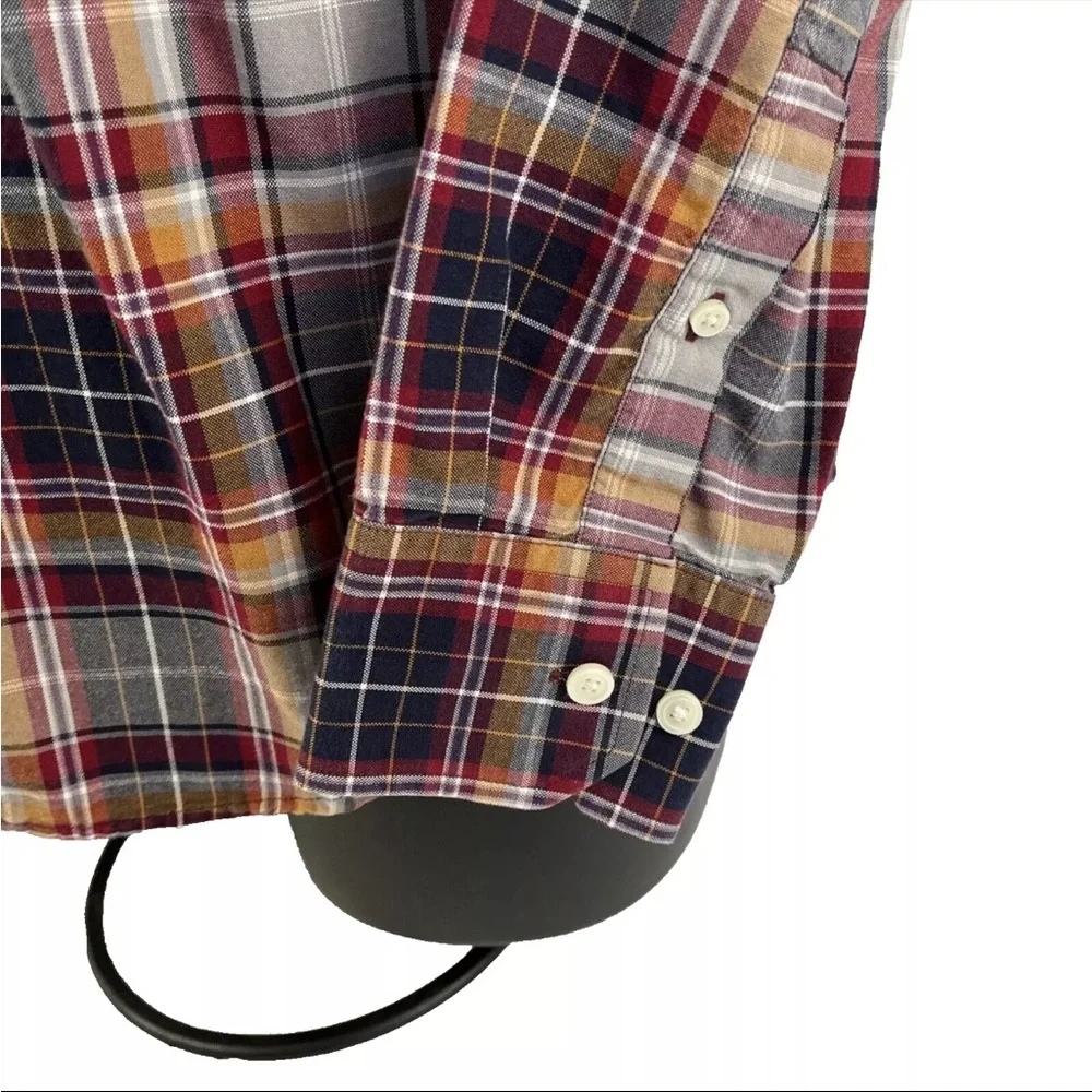 Mens Banana Republic Button Down Long Sleeve Shirt Sz M Red‎ Plaid